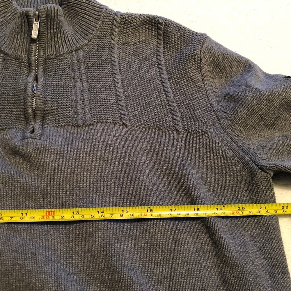 Ben Sherman 1/4 Zip pullover Sweater Men's XL, color grey, cable knit detail - Picture 2 of 8